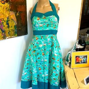 Disney Dress Shop Rare Disney Parks Halter Dress Pinup Vintage Retro Style S